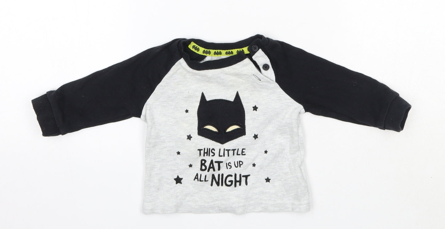 Primark Baby Multicoloured Solid Cotton  Pyjama Top Size 6-9 Months   - Batman