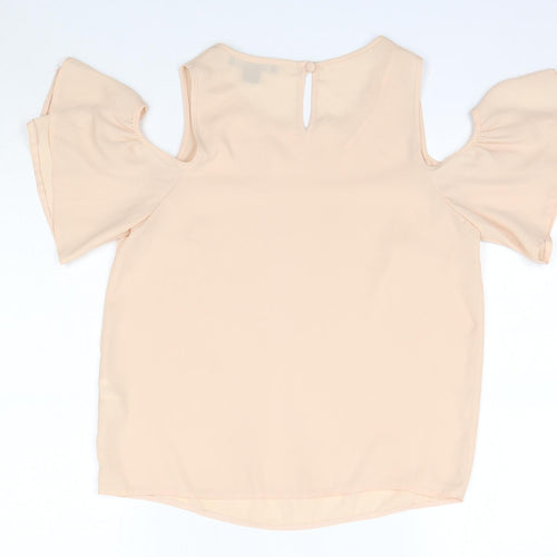 Primark Womens Pink  Polyester Basic Blouse Size 8 Round Neck