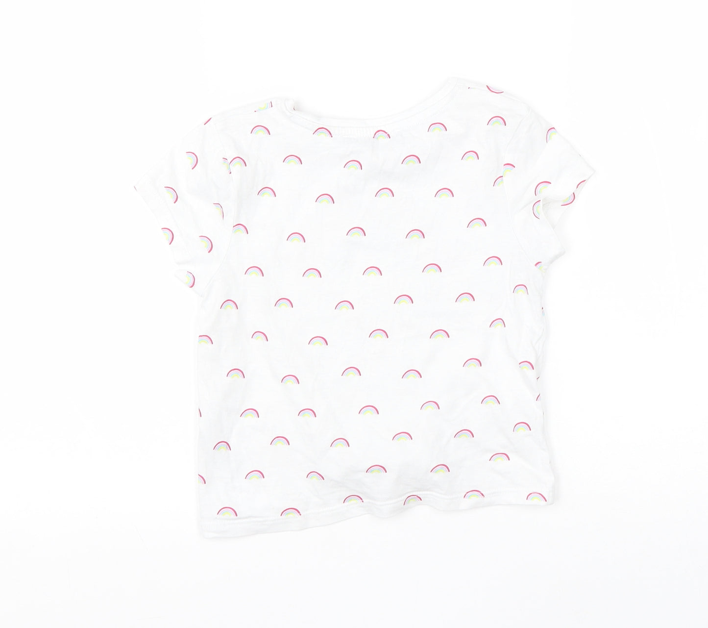 Primark Girls White  Cotton Basic T-Shirt Size 4-5 Years Round Neck