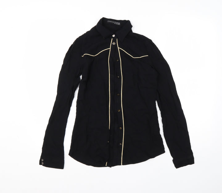 Atmosphere Womens Black  Viscose Basic Button-Up Size 6 Collared