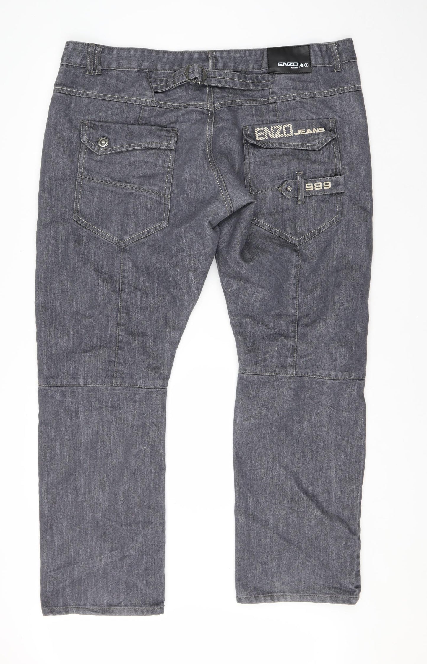 Enzo Mens Grey  Cotton Straight Jeans Size 42 L33 in Regular