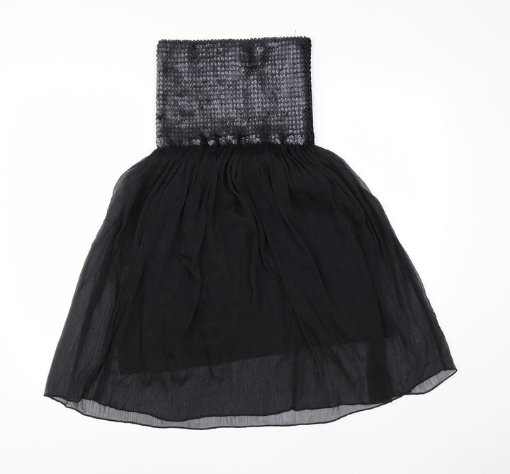 AX Womens Black Polyester A-Line Size 10 Square Neck