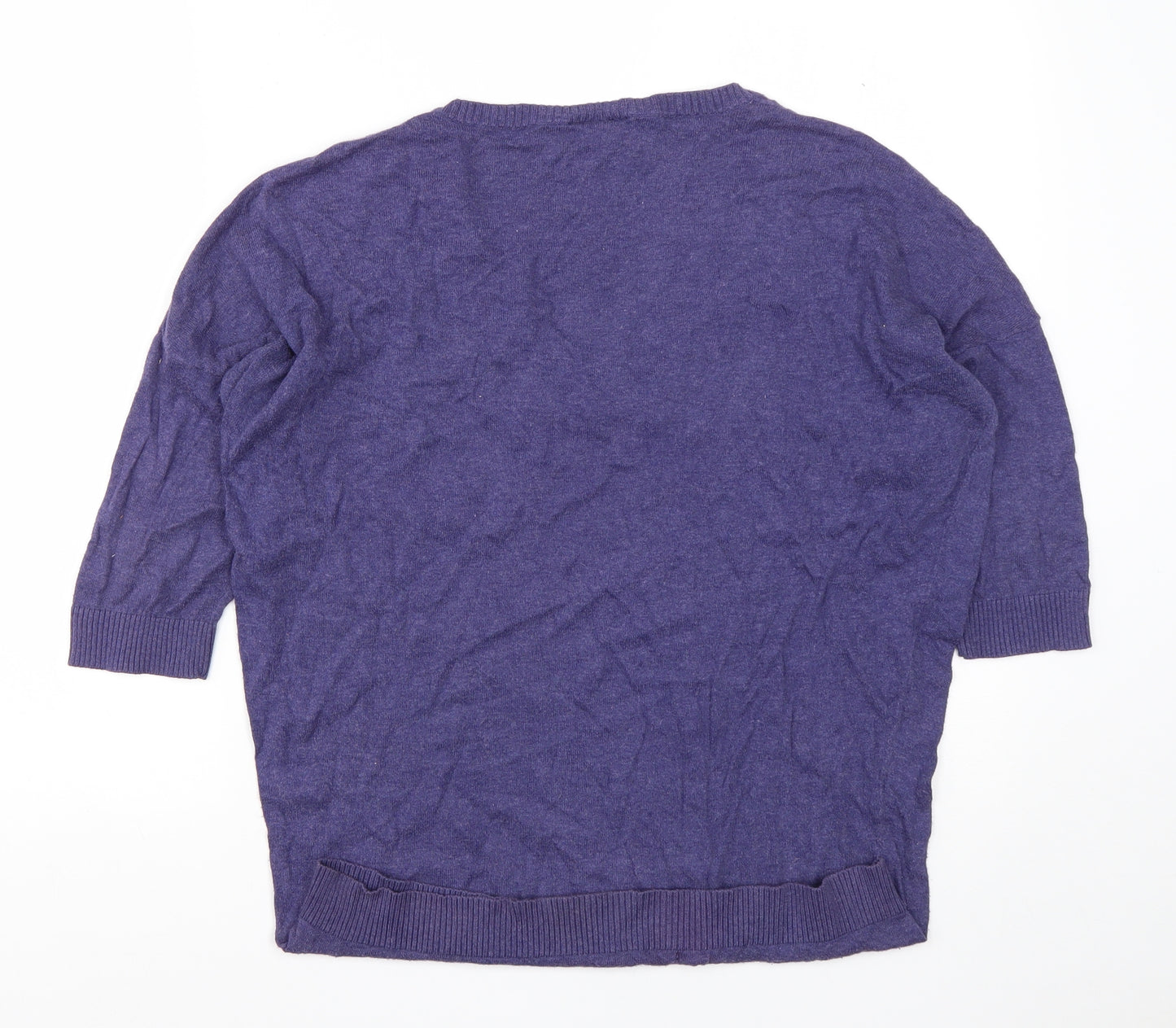 Topshop Womens Purple V-Neck  Cotton Pullover Jumper Size 12