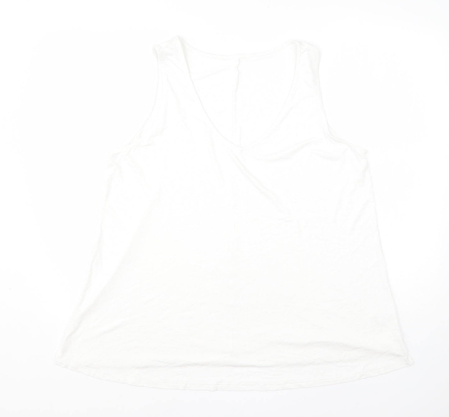 George Womens White  Viscose Basic Tank Size 18 Round Neck