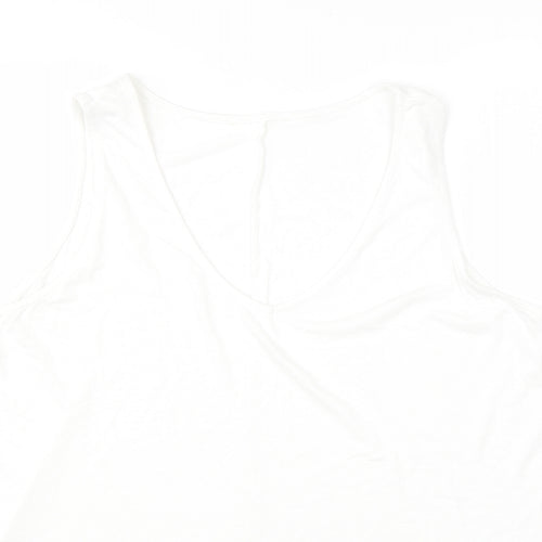 George Womens White  Viscose Basic Tank Size 18 Round Neck