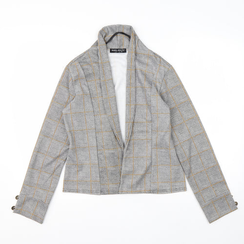 Select Womens Grey High Neck Check Polyester Cardigan Jumper Size 8