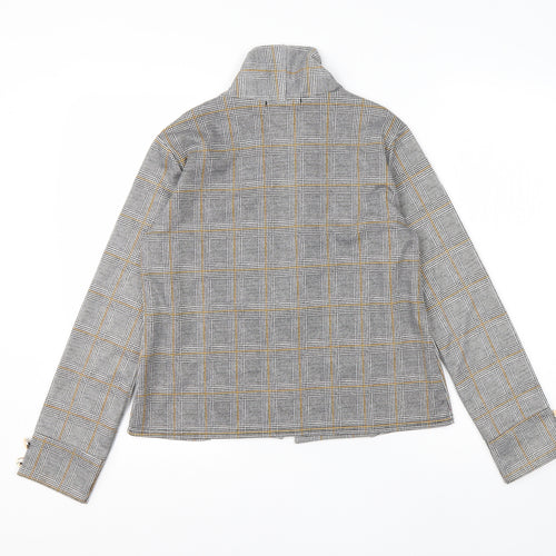 Select Womens Grey High Neck Check Polyester Cardigan Jumper Size 8