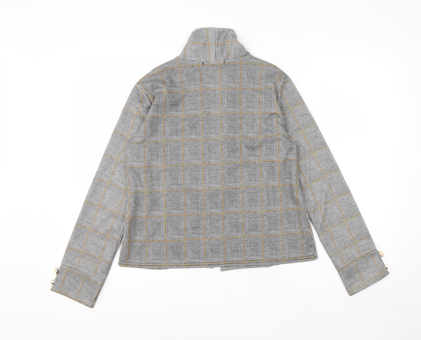 Select Womens Grey High Neck Check Polyester Cardigan Jumper Size 8