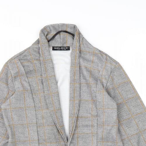 Select Womens Grey High Neck Check Polyester Cardigan Jumper Size 8