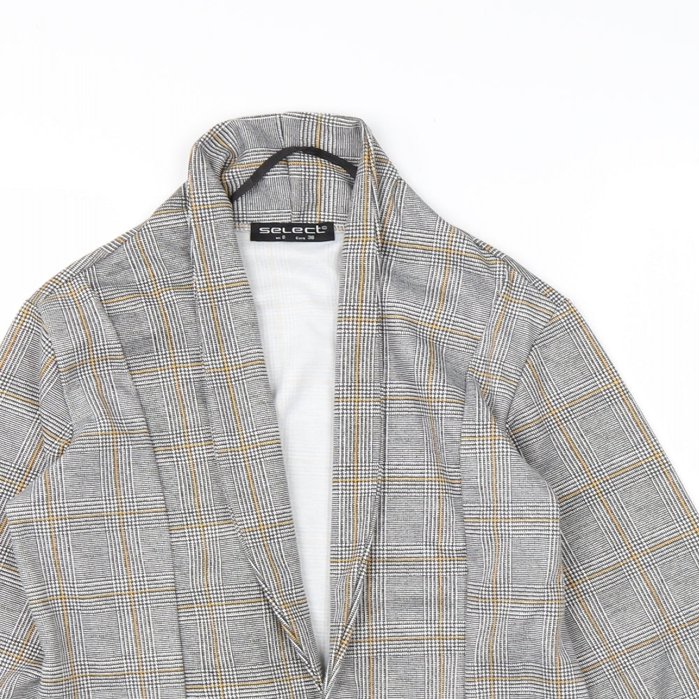 Select Womens Grey High Neck Check Polyester Cardigan Jumper Size 8