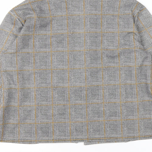 Select Womens Grey High Neck Check Polyester Cardigan Jumper Size 8