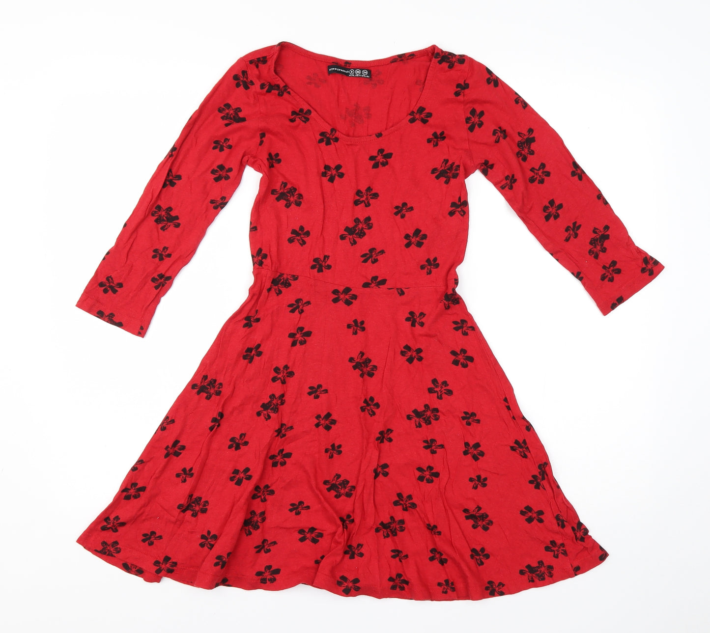 Atmosphere Womens Red Polka Dot Cotton A-Line  Size 8  Round Neck