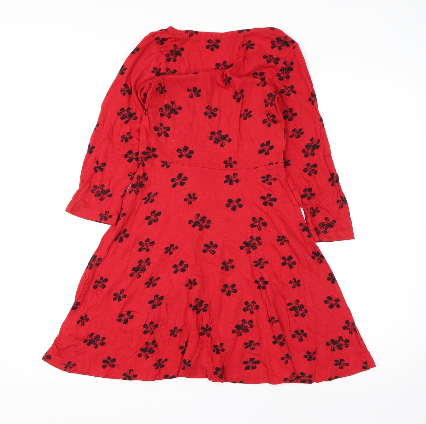 Atmosphere Womens Red Polka Dot Cotton A-Line  Size 8  Round Neck