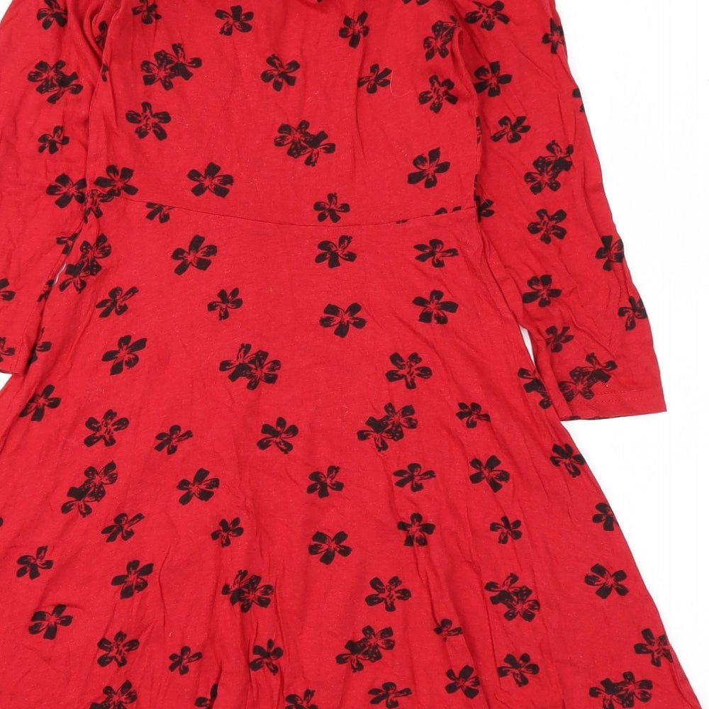 Atmosphere Womens Red Polka Dot Cotton A-Line  Size 8  Round Neck