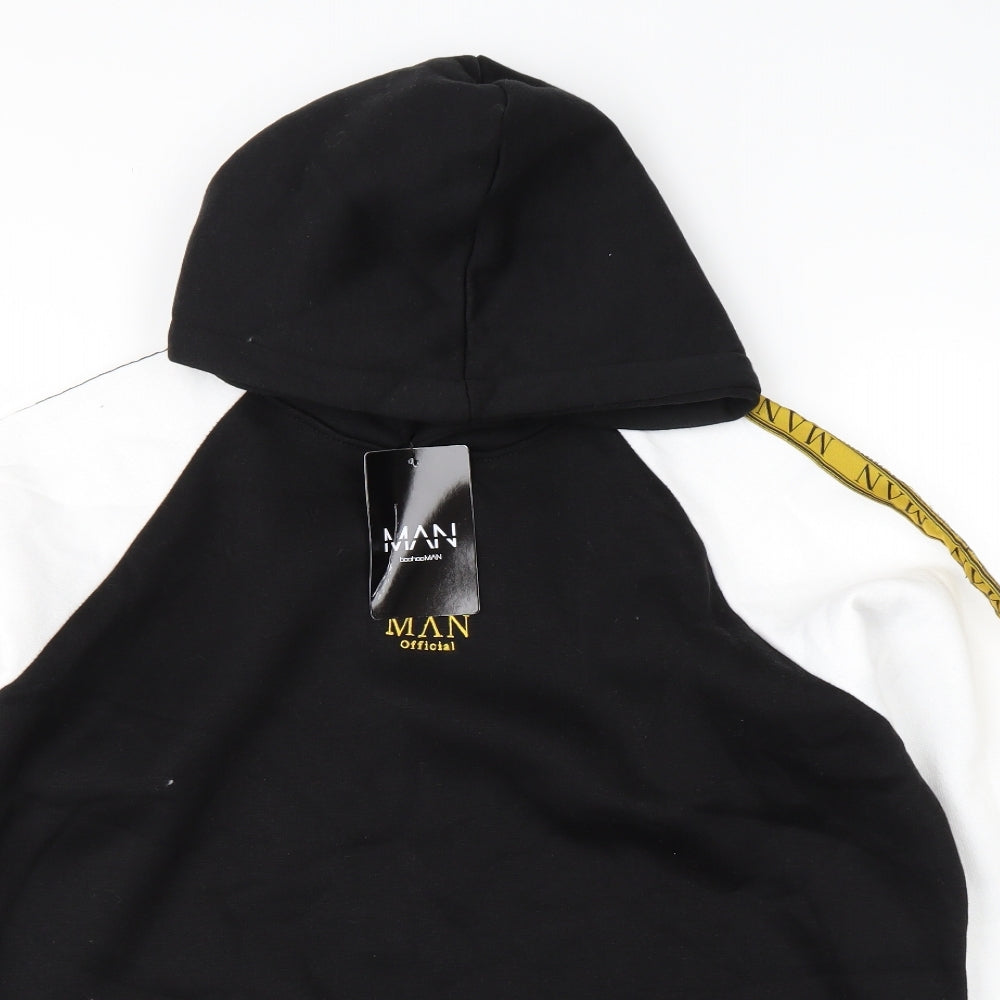 Boohoo Mens Black  Cotton Pullover Hoodie Size L
