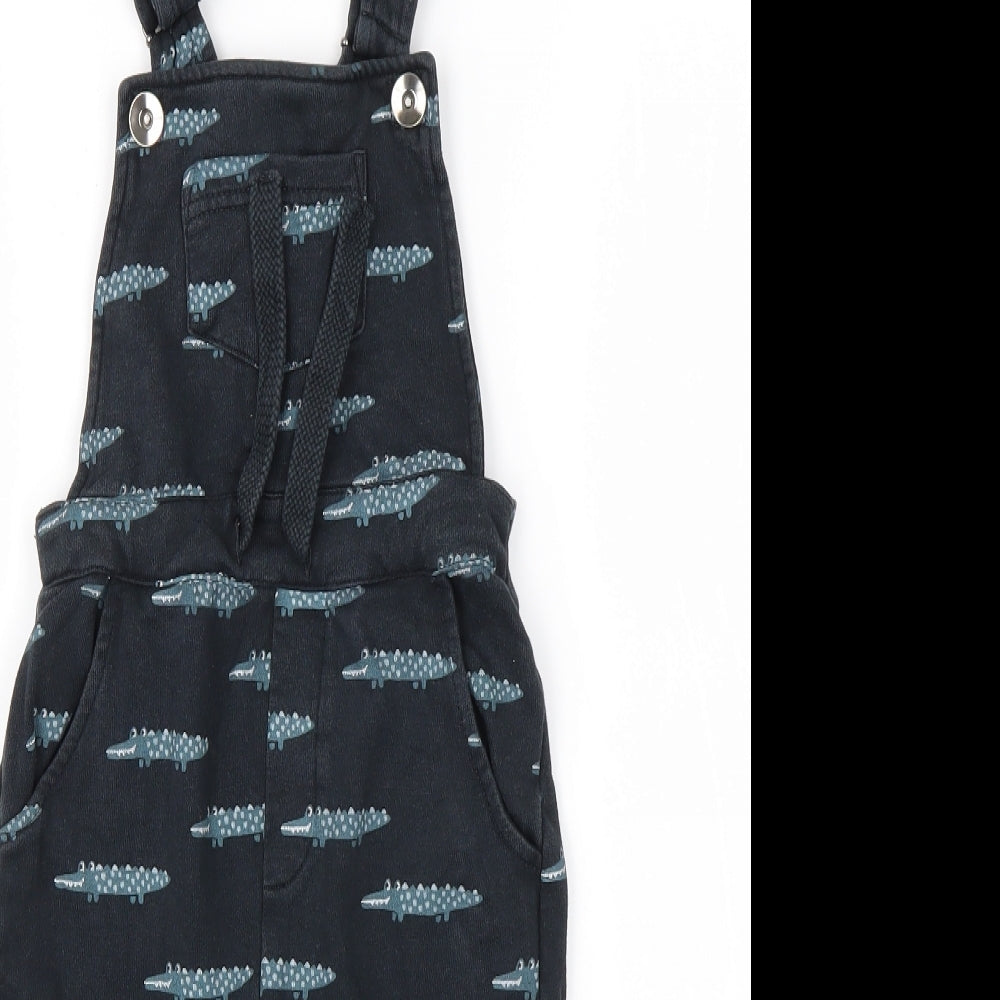 NEXT Boys Black  Cotton Dungaree One-Piece Size 18-24 Months   - crocodiles