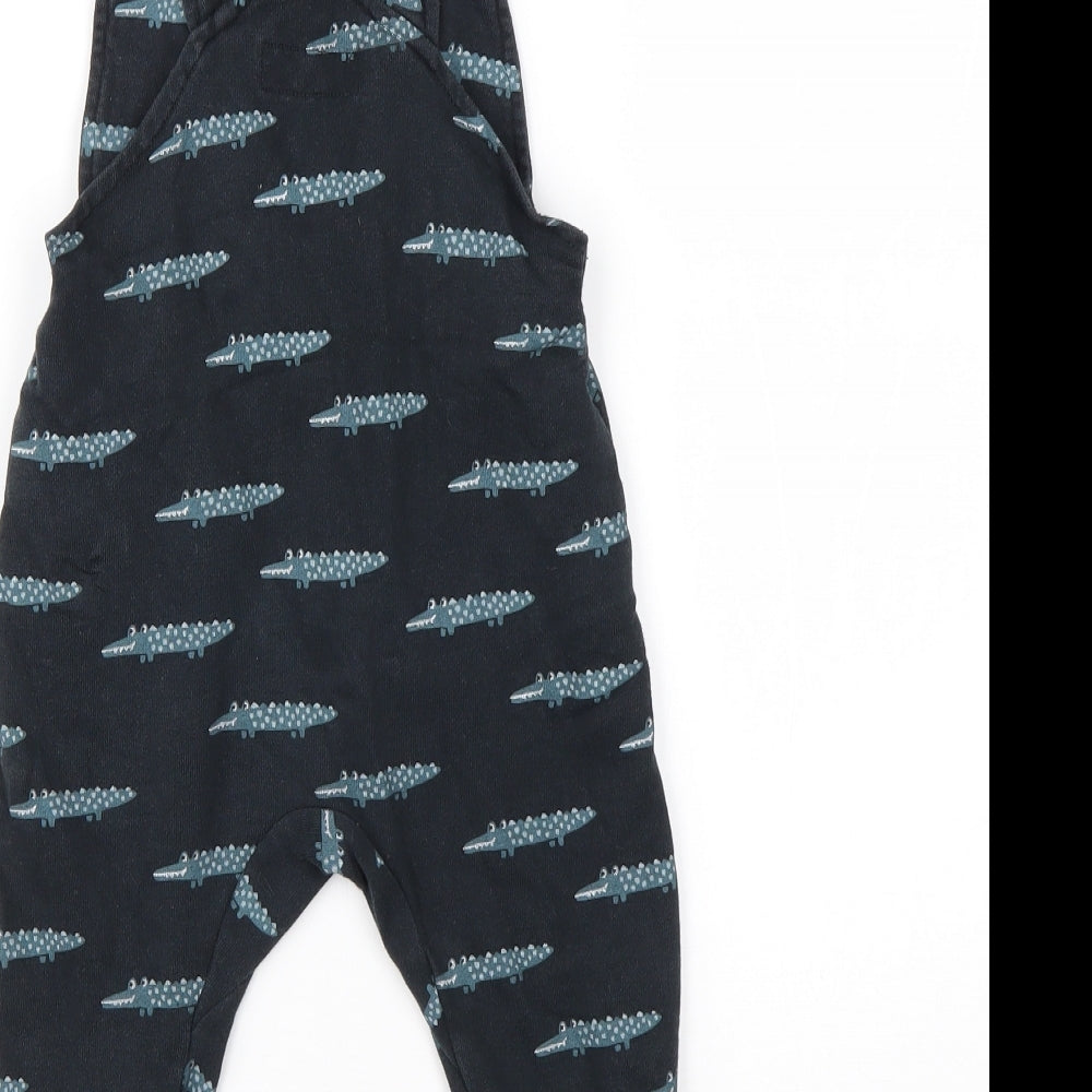 NEXT Boys Black  Cotton Dungaree One-Piece Size 18-24 Months   - crocodiles