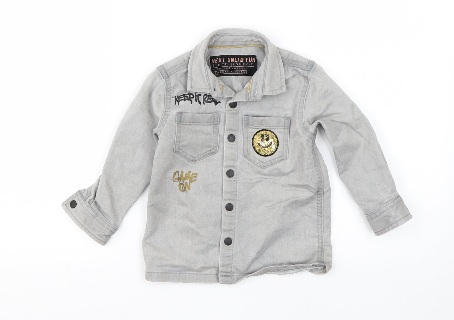 NEXT Boys Grey   Jacket  Size 18-24 Months   Snap