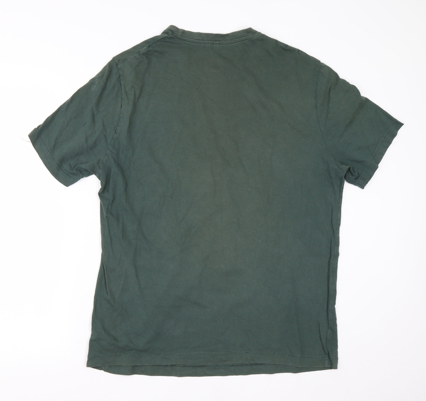 TU Mens Green  Cotton  T-Shirt Size L Round Neck  - shinjuku japan