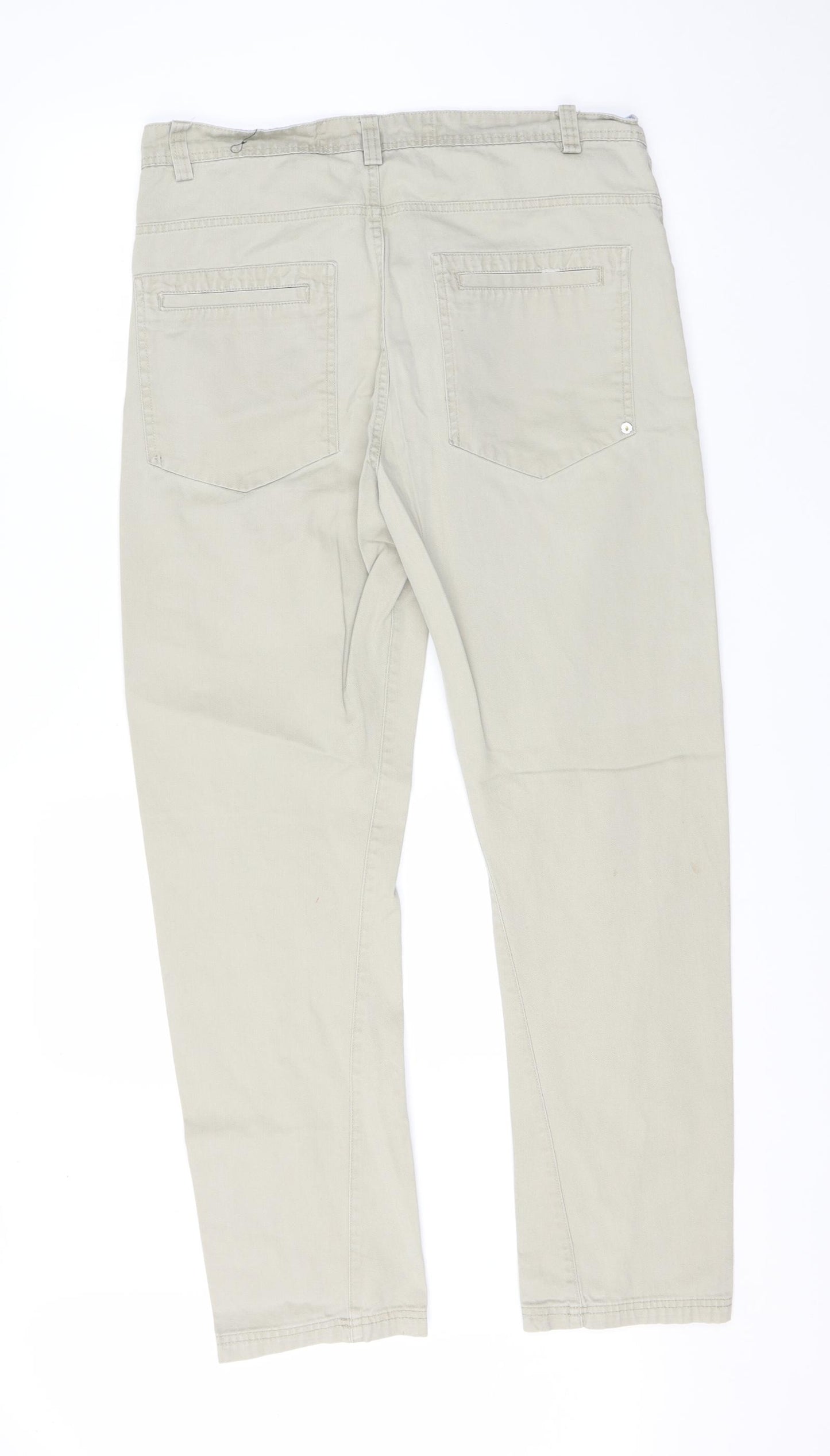 Fabric of Life Womens Beige  Cotton Chino Trousers Size 32 in L30 in Regular