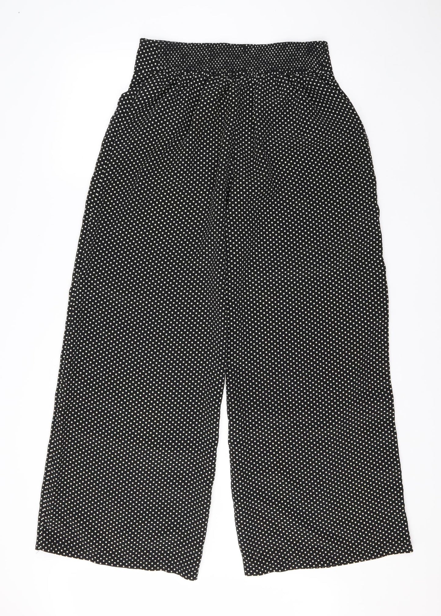 Peacocks Womens Black Polka Dot Polyester Harem Trousers Size 10 L28 in