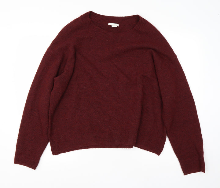 H&M Mens Red Round Neck Acrylic Pullover Jumper Size L