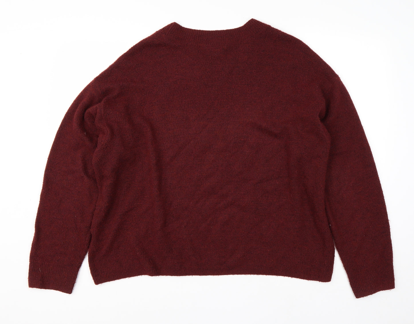 H&M Mens Red Round Neck  Acrylic Pullover Jumper Size L