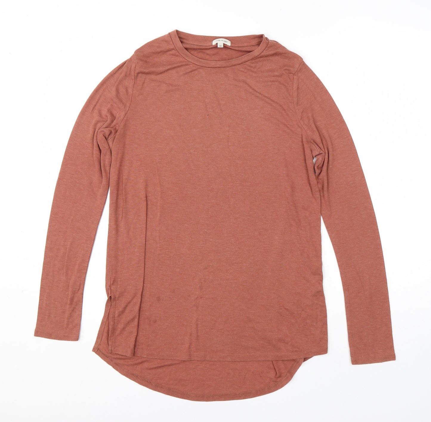 River Island Womens Orange Round Neck  Viscose Pullover Jumper Size 14
