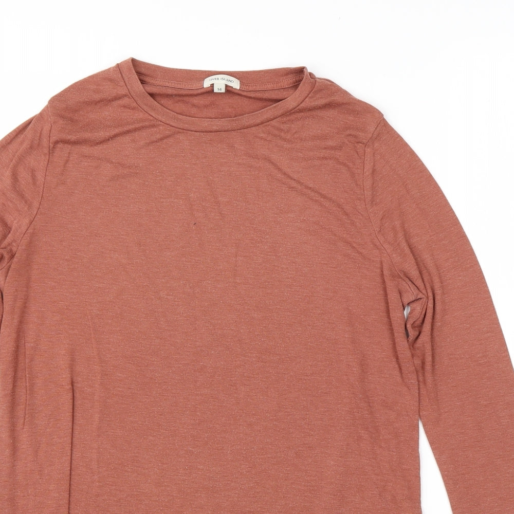 River Island Womens Orange Round Neck  Viscose Pullover Jumper Size 14