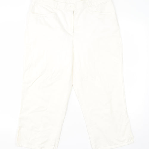 Canada Womens White  Cotton Dress Pants Trousers Size 14 L20 in Regular
