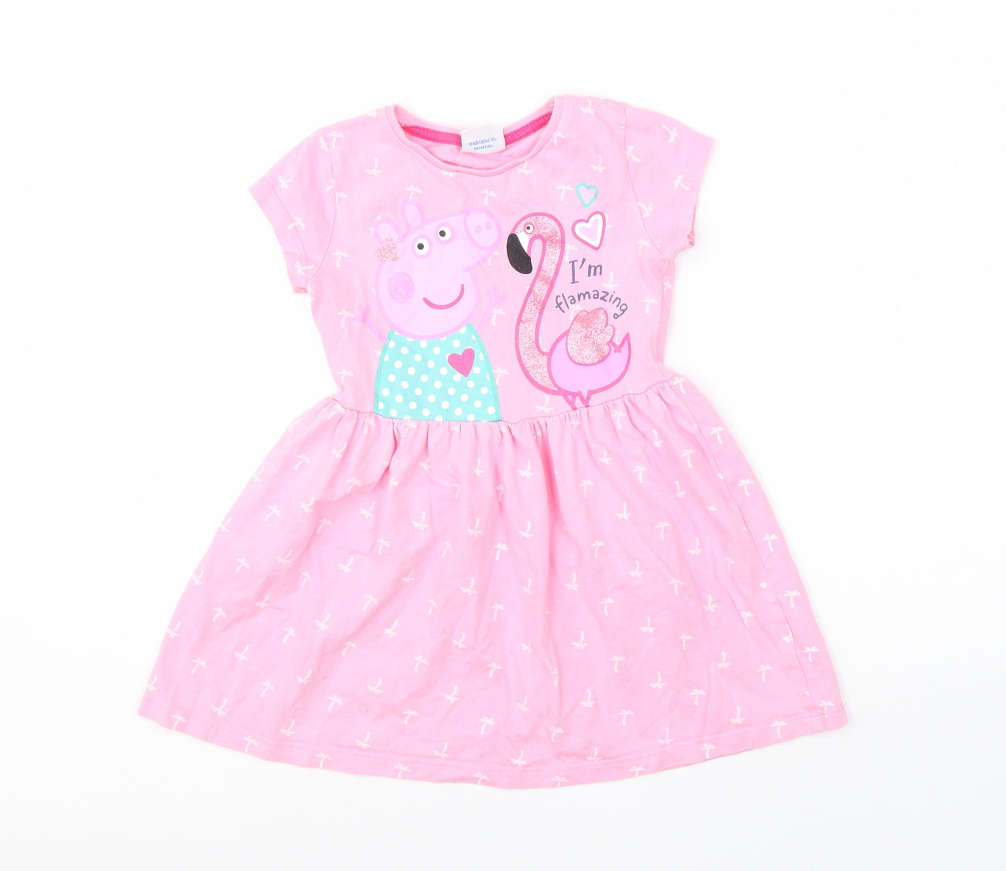 George Girls Pink  Cotton A-Line  Size 3-4 Years  Round Neck