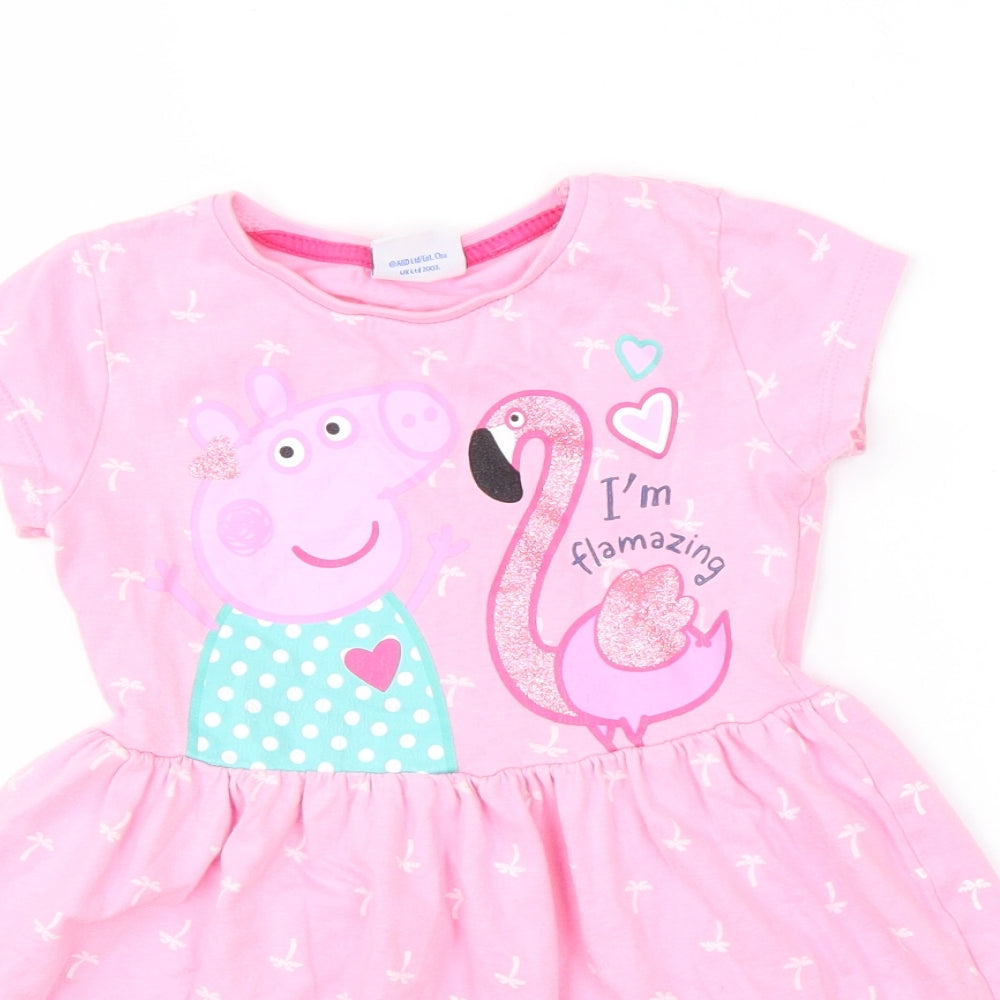 George Girls Pink  Cotton A-Line  Size 3-4 Years  Round Neck