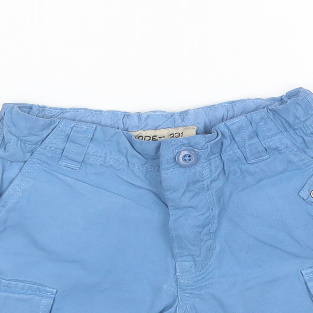 Zara Boys Blue  Cotton Blend Chino Shorts Size 2-3 Years  Regular