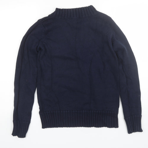 Preworn Womens Blue V-Neck  Cotton Pullover Jumper Size 14