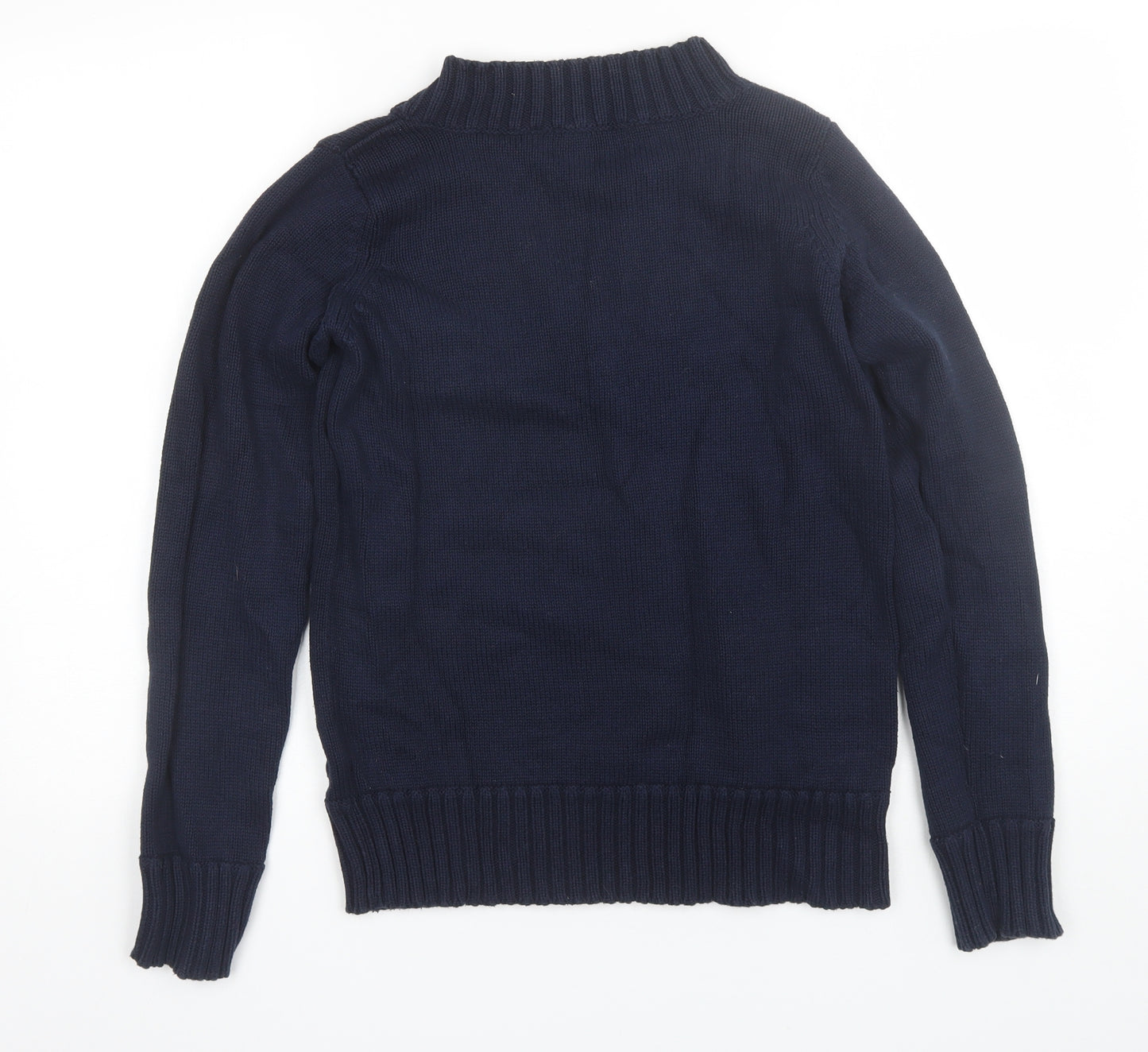 Preworn Womens Blue V-Neck  Cotton Pullover Jumper Size 14