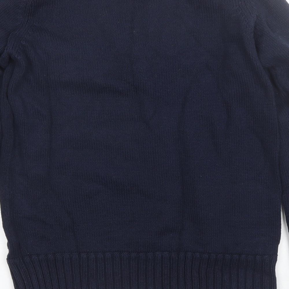 Preworn Womens Blue V-Neck  Cotton Pullover Jumper Size 14