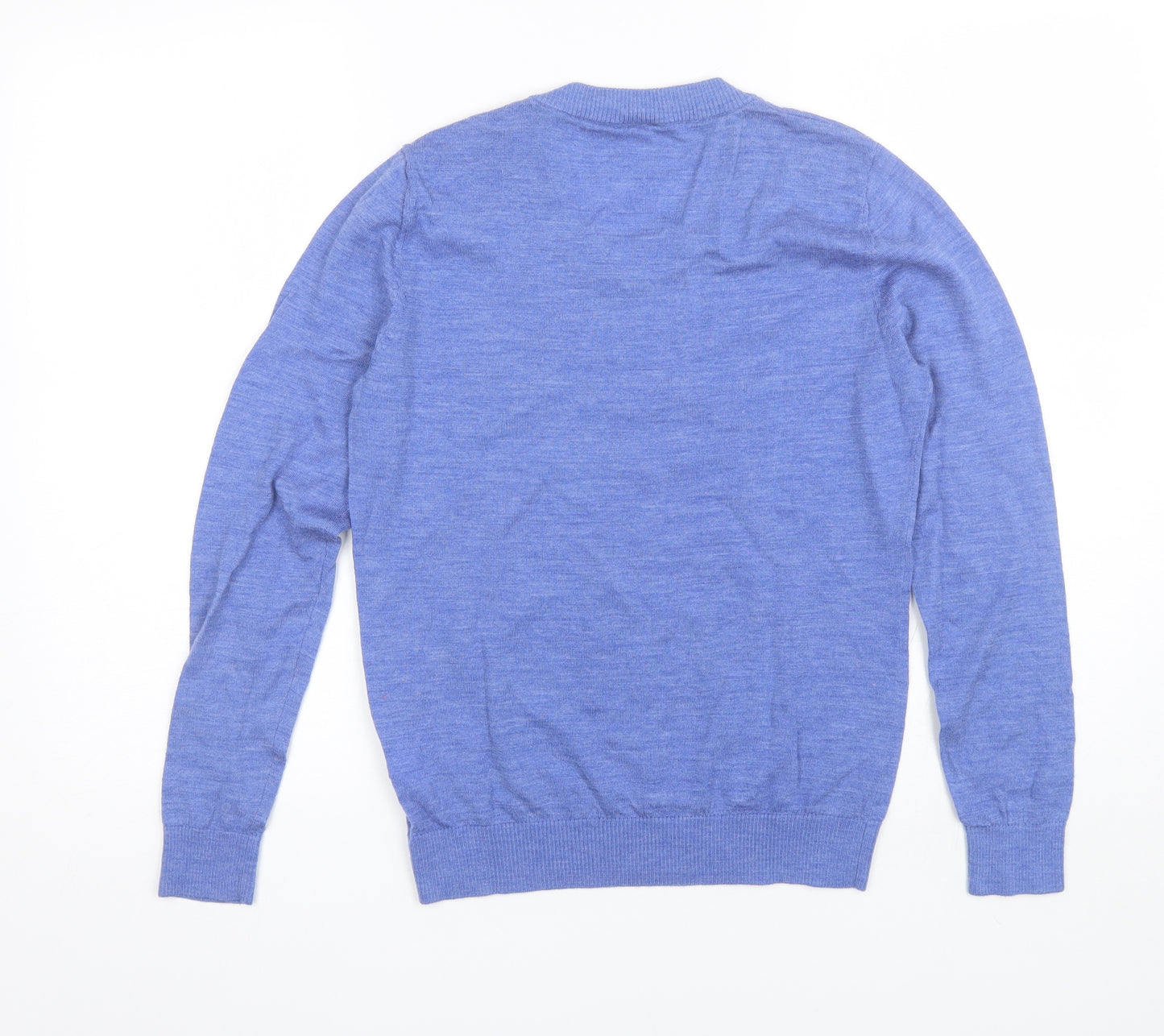 Cecila Womens Blue Round Neck  Wool Pullover Jumper Size M