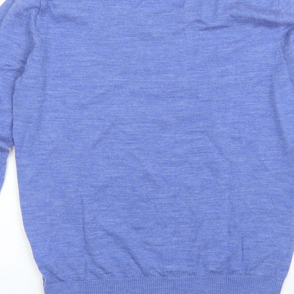 Cecila Womens Blue Round Neck  Wool Pullover Jumper Size M