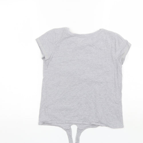 Nutmeg Girls Grey  Cotton Basic T-Shirt Size 11-12 Years Round Neck