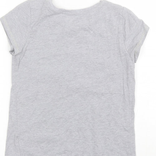 Nutmeg Girls Grey  Cotton Basic T-Shirt Size 11-12 Years Round Neck