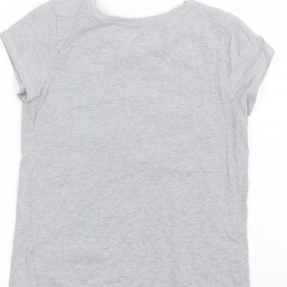 Nutmeg Girls Grey  Cotton Basic T-Shirt Size 11-12 Years Round Neck