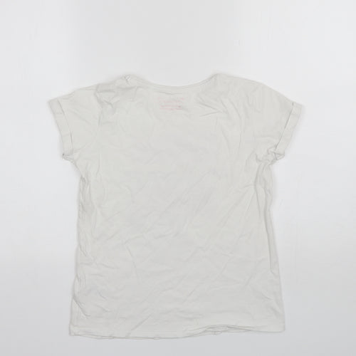 Primark Girls White  Cotton Basic T-Shirt Size 11-12 Years Round Neck