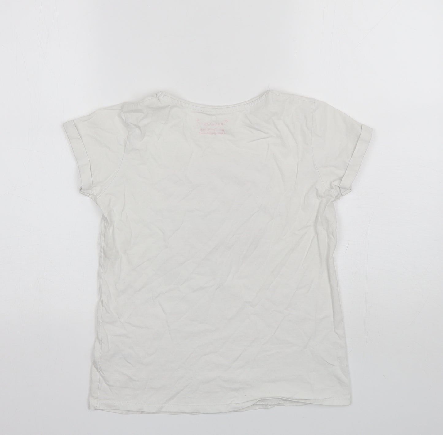 Primark Girls White  Cotton Basic T-Shirt Size 11-12 Years Round Neck