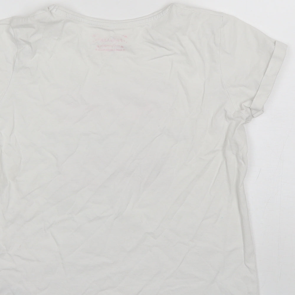 Primark Girls White  Cotton Basic T-Shirt Size 11-12 Years Round Neck