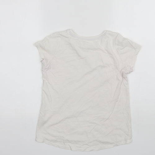 Nutmeg Girls White  Cotton Basic T-Shirt Size 11-12 Years Round Neck