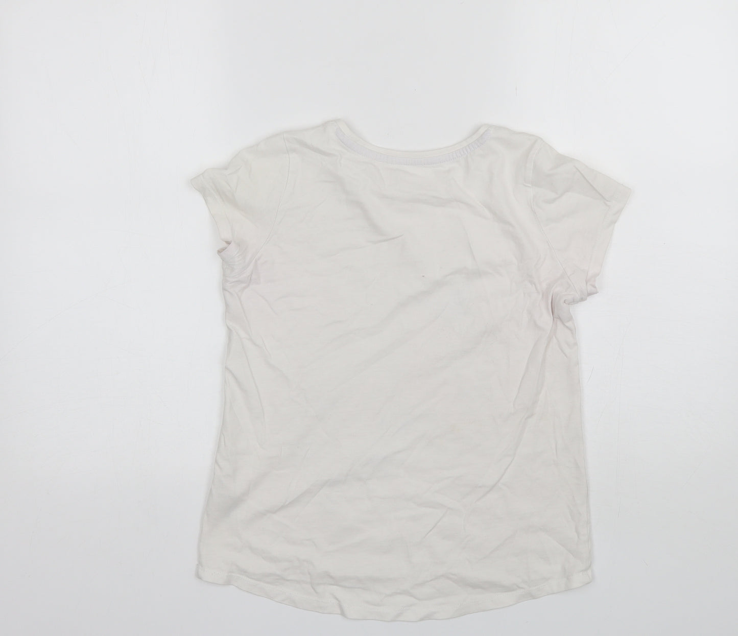 Nutmeg Girls White  Cotton Basic T-Shirt Size 11-12 Years Round Neck