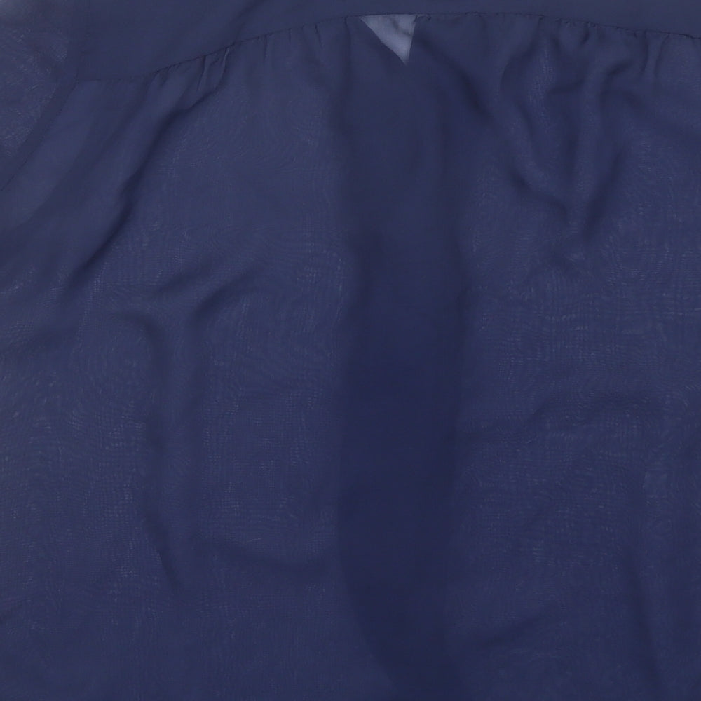 TU Womens Blue  Polyester Basic Blouse Size 10 V-Neck