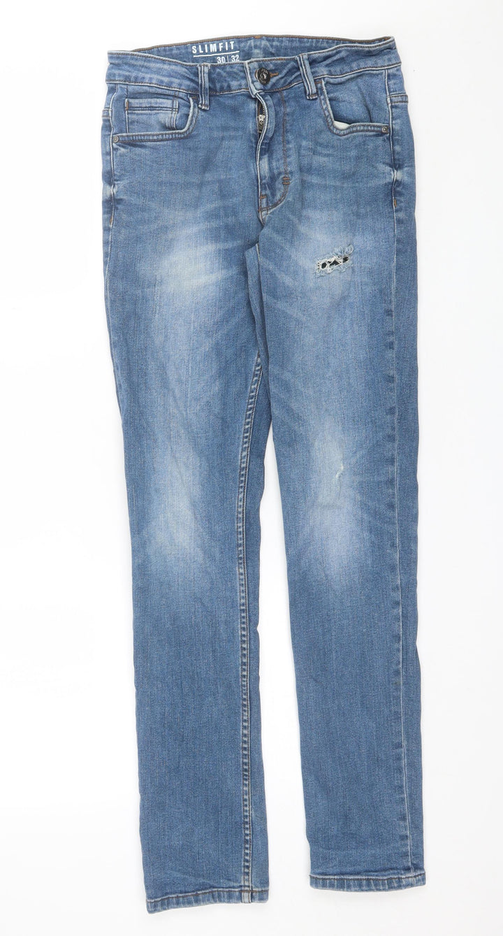 George Mens Blue  Cotton Skinny Jeans Size 30 L30 in Regular