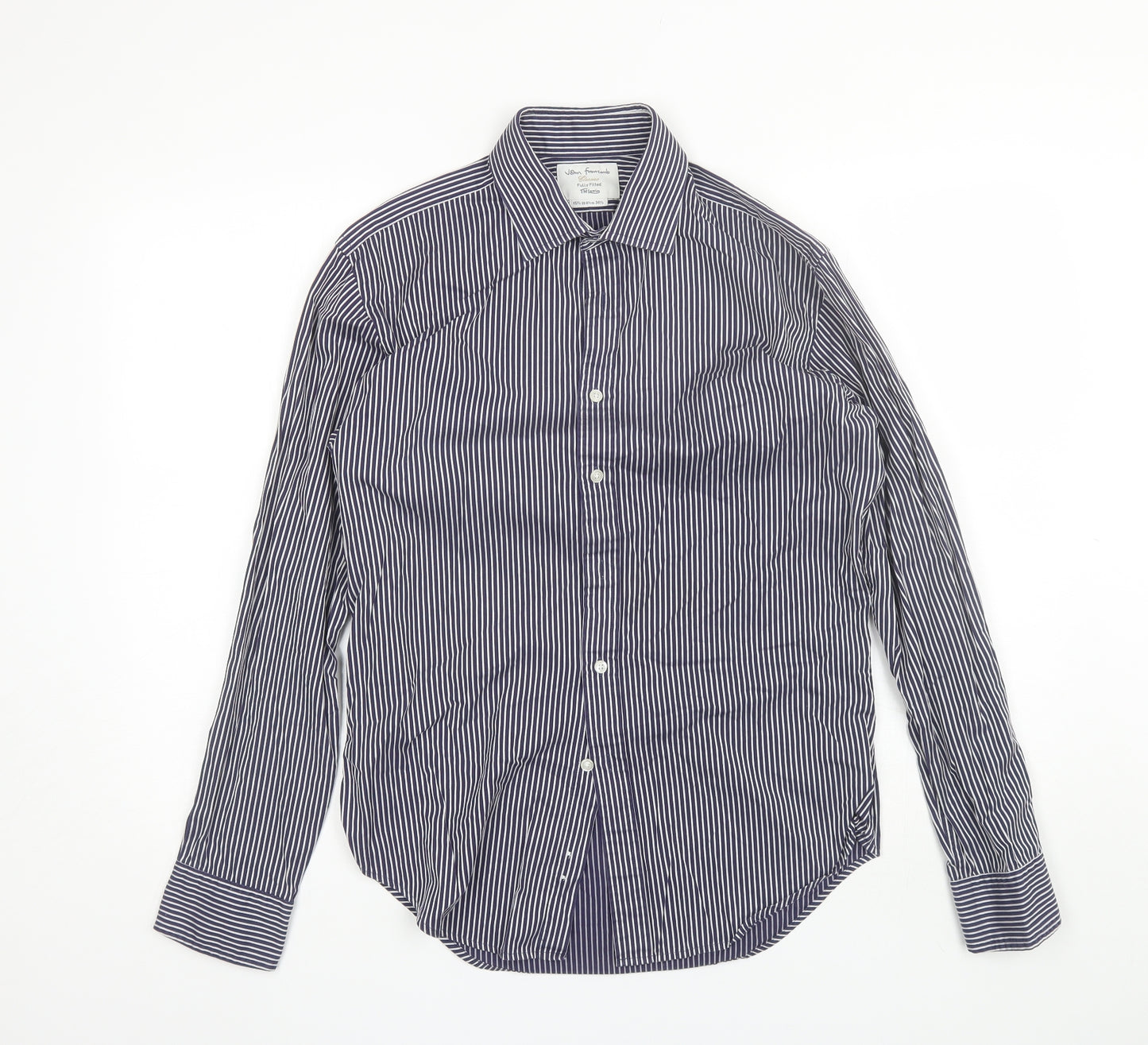 TM LEWIN Mens Blue Striped Cotton  Dress Shirt Size 15.5 Collared