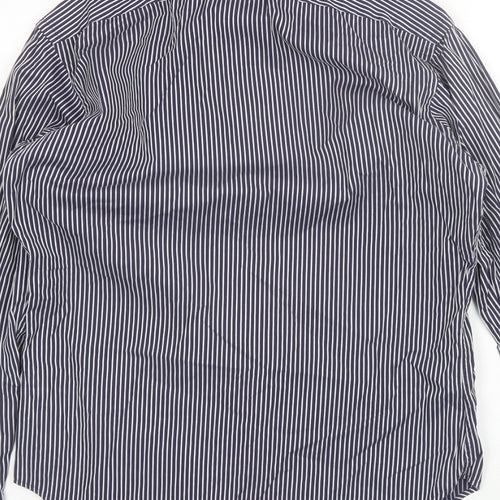 TM LEWIN Mens Blue Striped Cotton  Dress Shirt Size 15.5 Collared